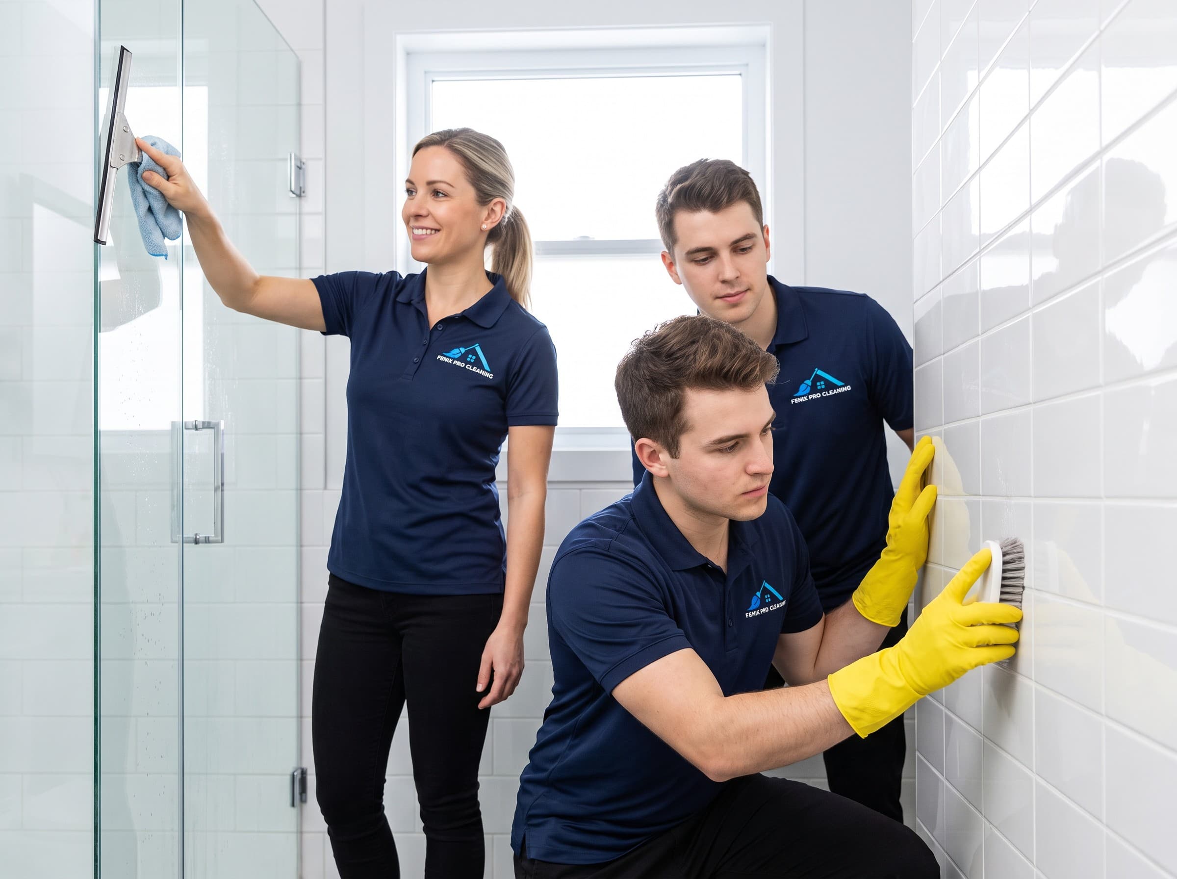 Membre de l'équipe Fenix ProCleaning qui nettoie derrière un électroménager pendant un ménage en profondeur à Montréal